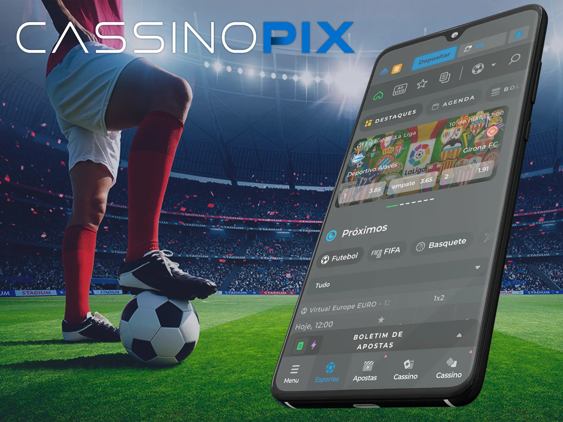 Faça suas apostas esportivas no aplicativo Cassino Pix.
