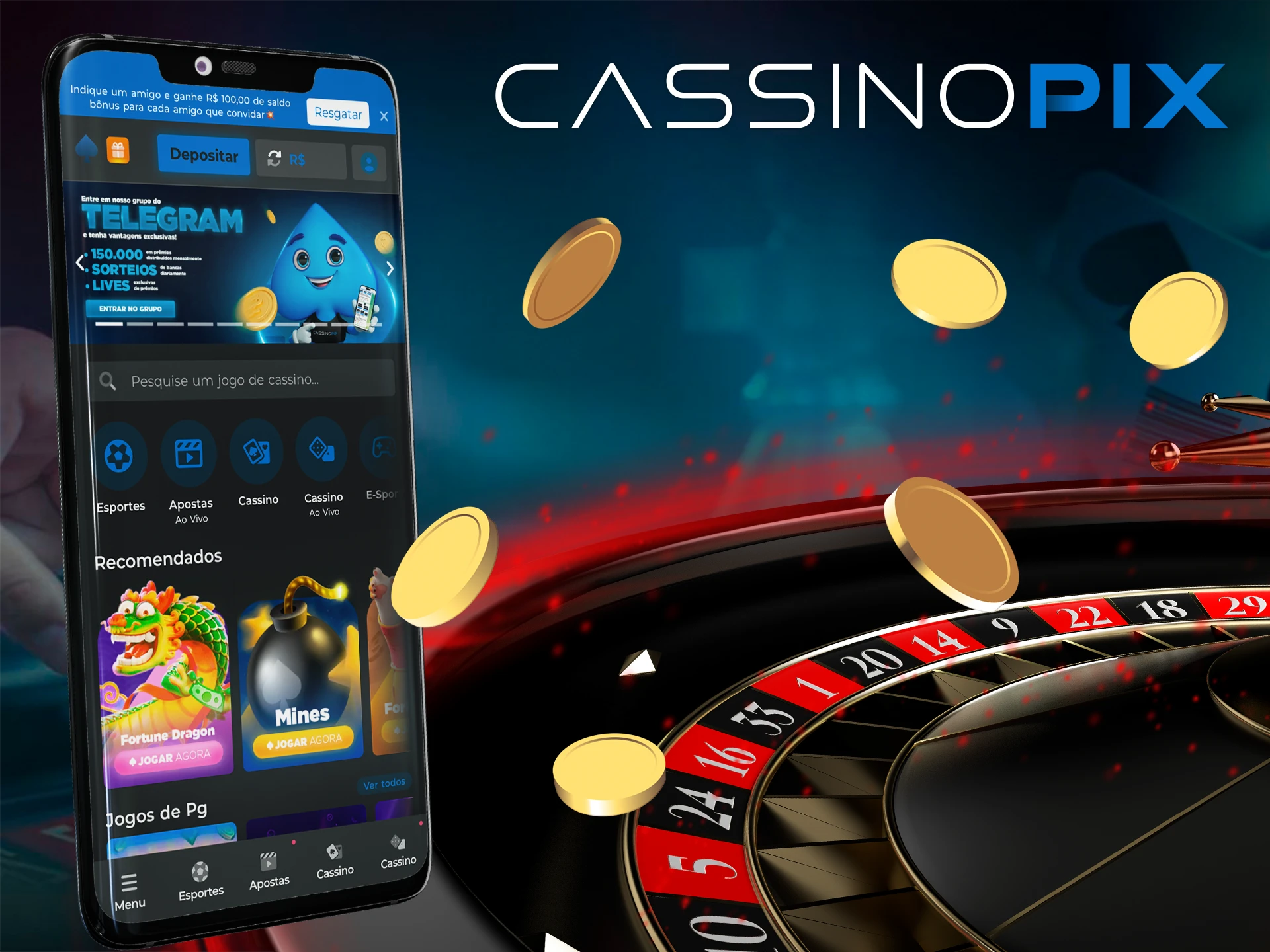 Aproveite a alternativa do aplicativo móvel Cassino Pix.