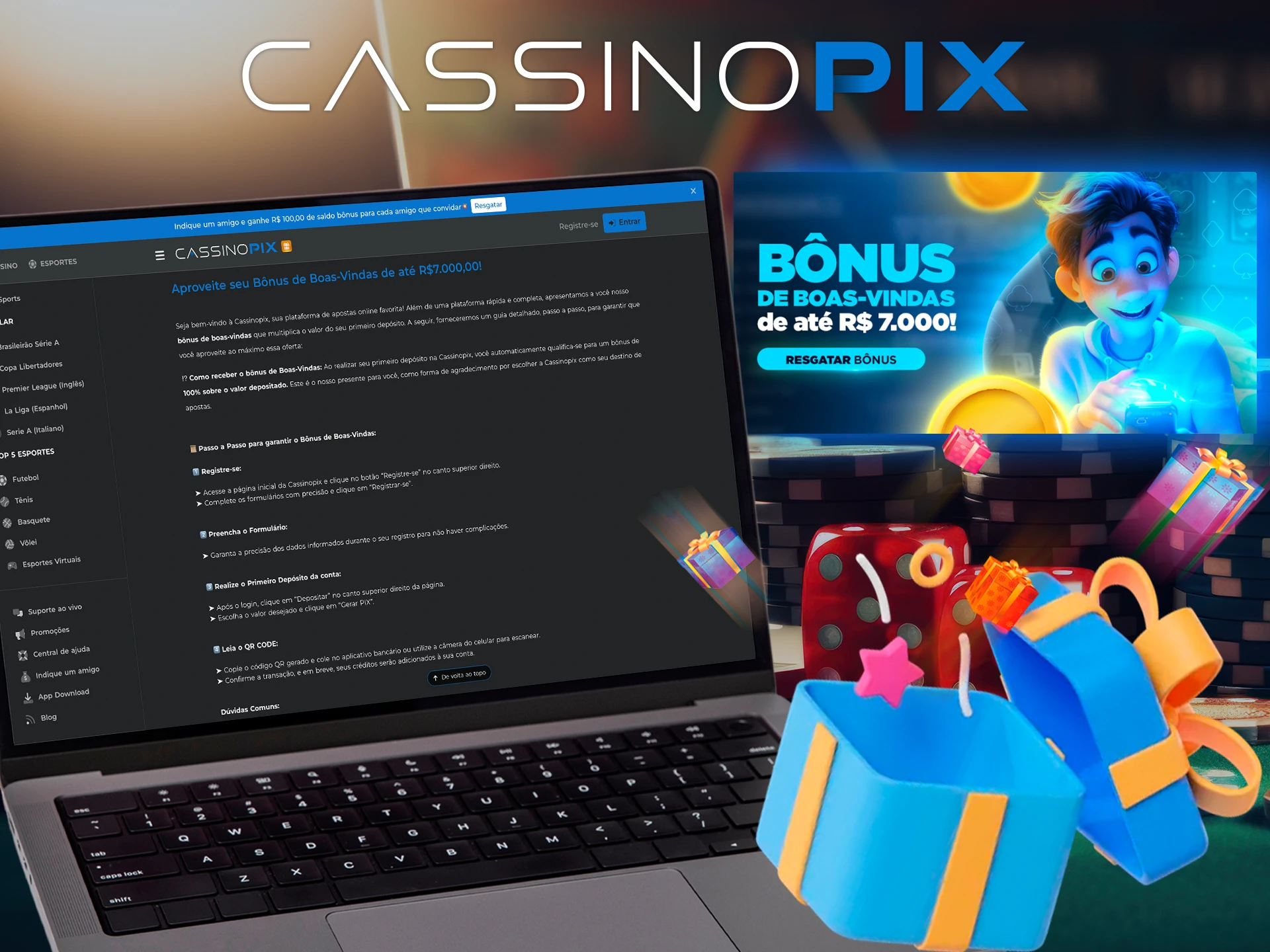 Descubra como obter um bônus de boas-vindas no Cassino Pix.