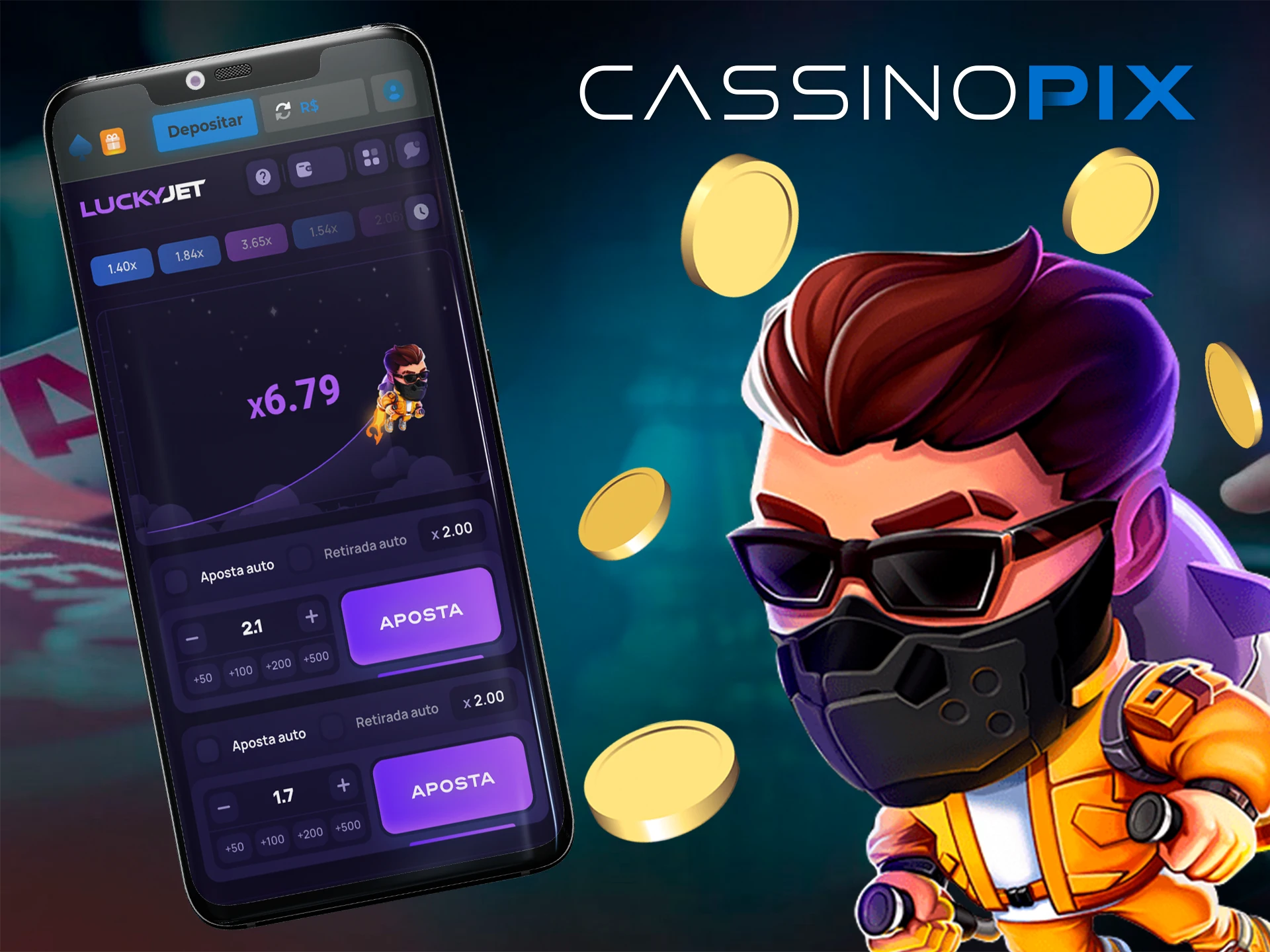 Jogue Lucky Jet na versão móvel do site da Cassino Pix.