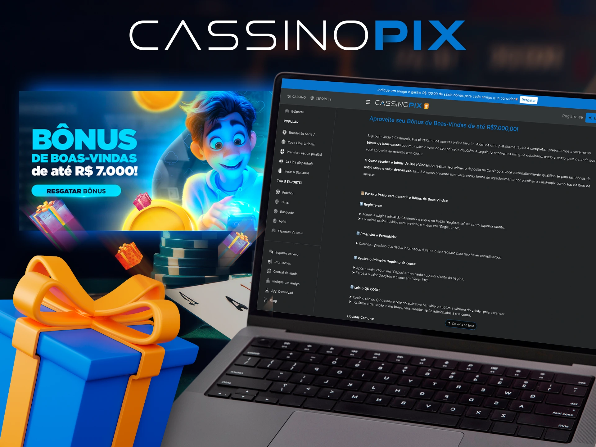 Solicite seu bônus de boas-vindas no Cassino Pix.