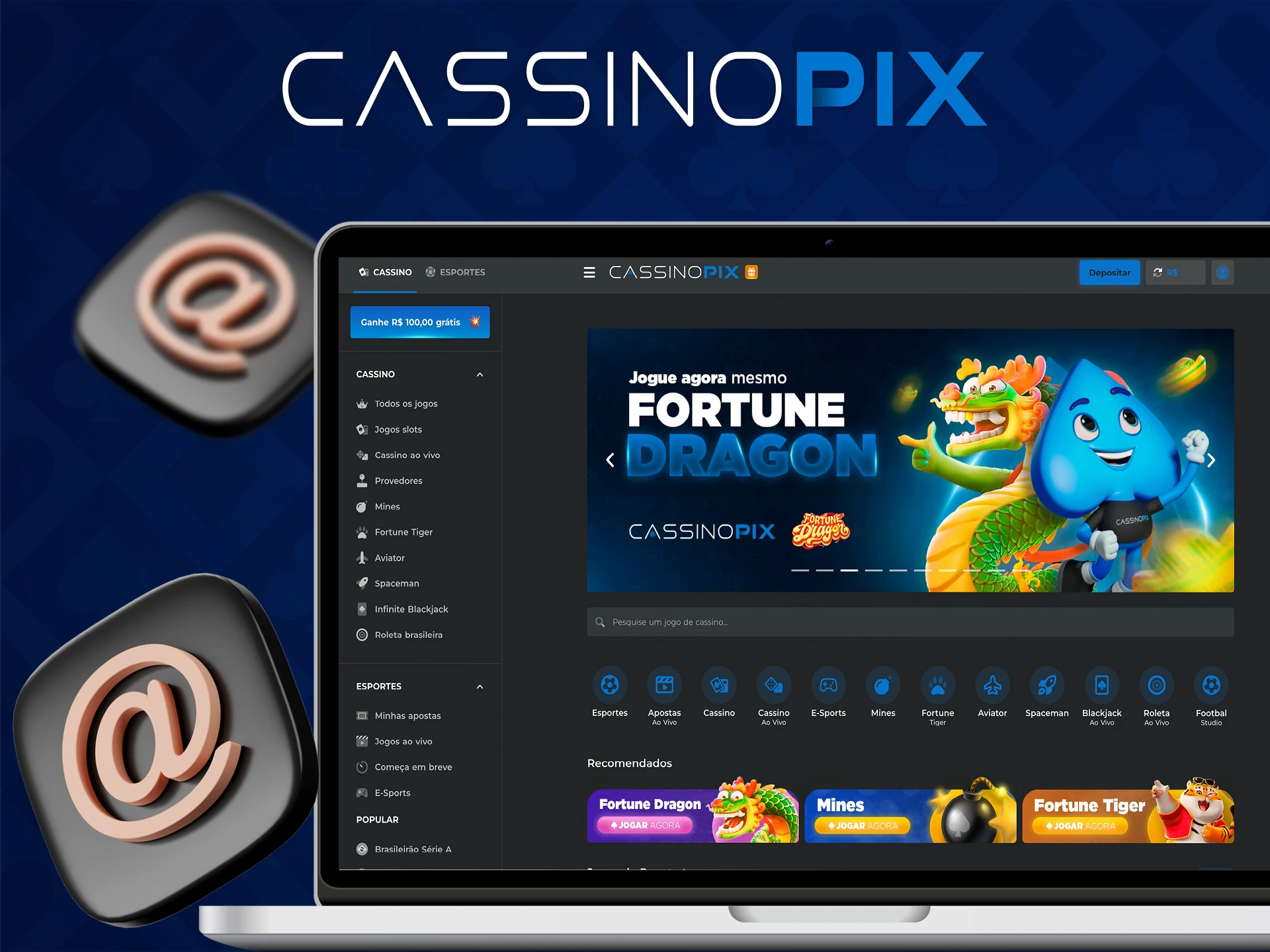 Você pode entrar em contato com a Cassino Pix por e-mail.